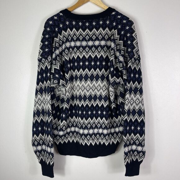 Vtg Ash Creek Men’s Cardigan Sweater L Geometric Grandpacore Dead Stock Preppy - Picture 4 of 11